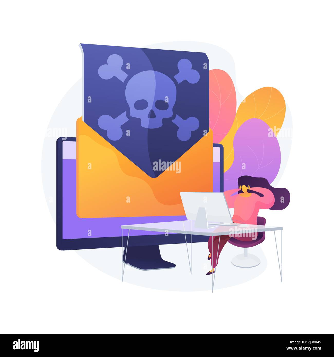 Illustrazione vettoriale del concetto astratto di malware. Software dannoso, virus informatici, programmi malware, sviluppo di spyware, protezione antivirus online e. Illustrazione Vettoriale