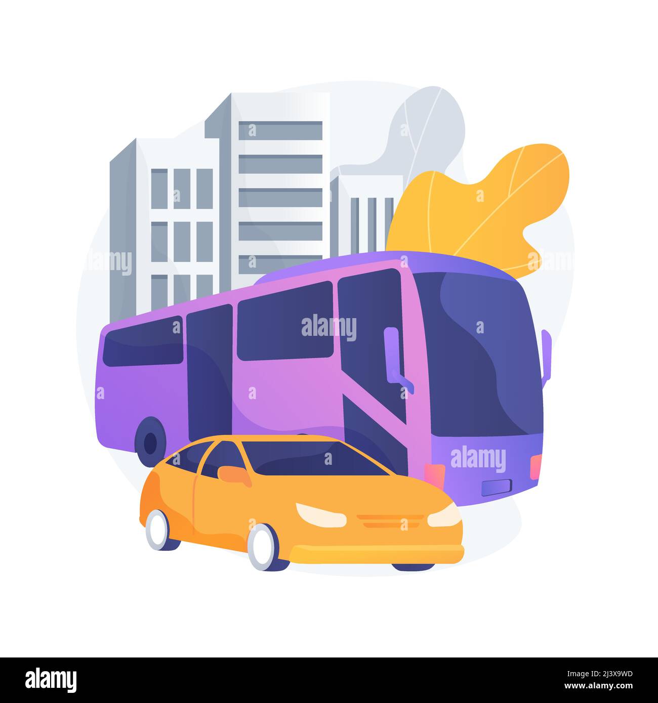 Illustrazione vettoriale del concetto astratto di trasporto di superficie. Trasporto stradale, movimentazione di merci, strada o ferrovia, autocarro su strada, traffico a rotatoria, Illustrazione Vettoriale