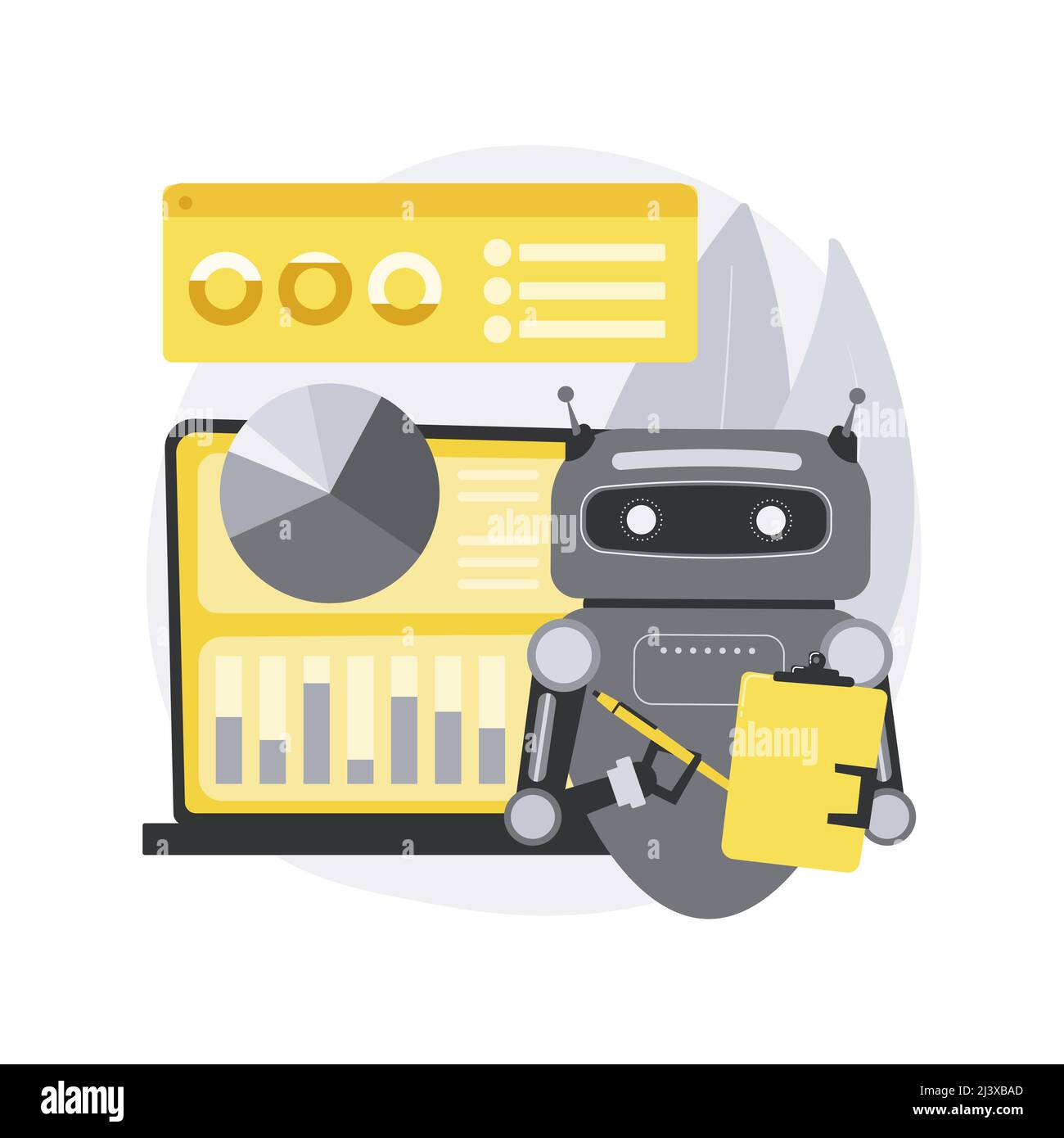 Strumenti di marketing basati sull'intelligenza artificiale illustrazione vettoriale del concetto astratto. Ricerca basata sull'intelligenza artificiale, automazione degli strumenti di marketing, ricerca e-commerce, raccomandazione dei clienti Illustrazione Vettoriale