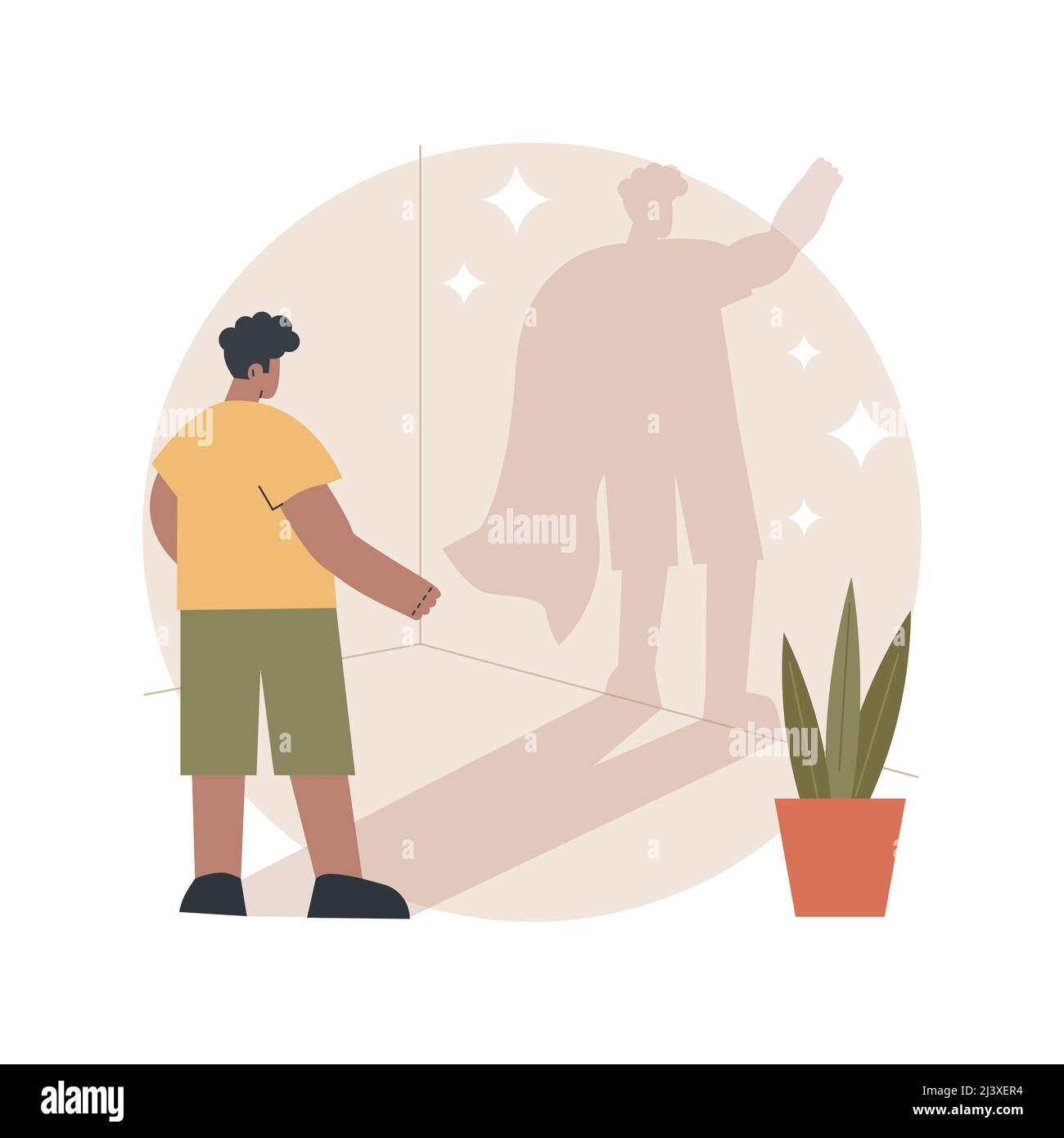 Illustrazione vettoriale del concetto astratto di autostima. Rispetto di sé e valore di sé, fiducia, caratteristiche di personalità, valutazione soggettiva, valore personale, j Illustrazione Vettoriale