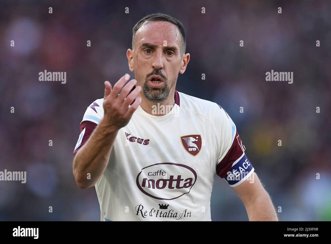Roma, Italia. 10th Apr 2022. Frank Ribery of US Salernitana 1919 durante la Serie Una partita di calcio tra AS Roma e US Salernitana allo stadio Olimpico di Roma (Italia), 10th aprile 2022. Foto Antonietta Baldassarre/Insidefoto Credit: Ininsidefoto srl/Alamy Live News Foto Stock
