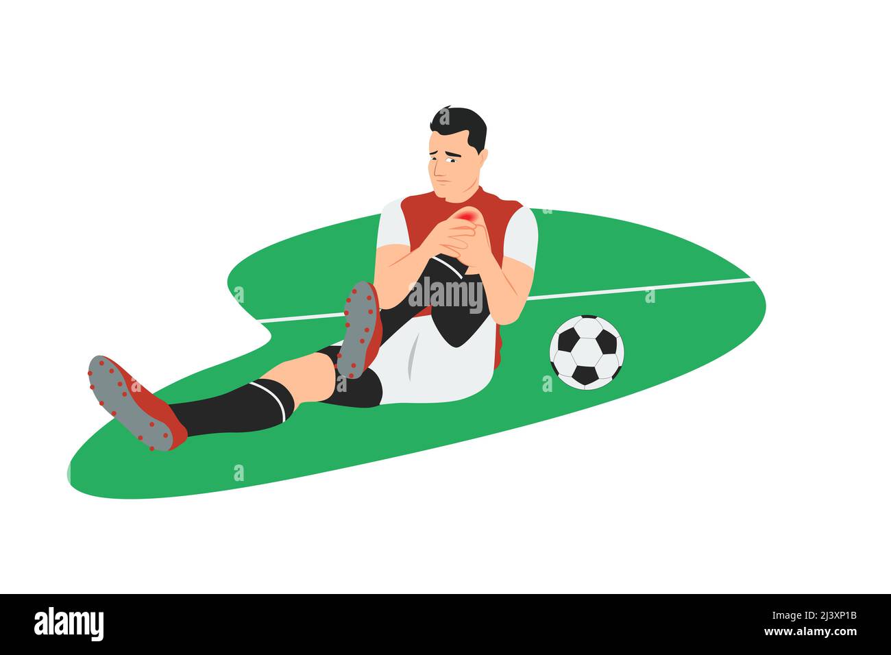 Un'illustrazione vettoriale di Infered Soccer Player Sprined Knee Illustrazione Vettoriale