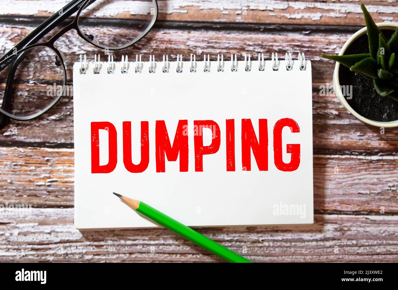 Parola di dumping scritta sul blocco di legno. Foto Stock