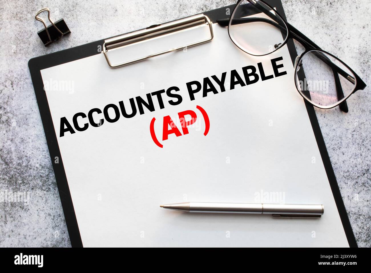 Texte sur Accounts Payable - AP on white paper Foto Stock