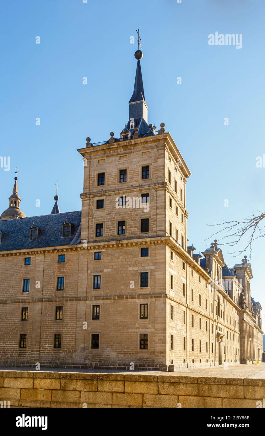 Il Real Sito di San Lorenzo de El Escorial, variamente a Royal Palace, il monastero, il museo e la scuola, vicino a Madrid, Spagna Foto Stock