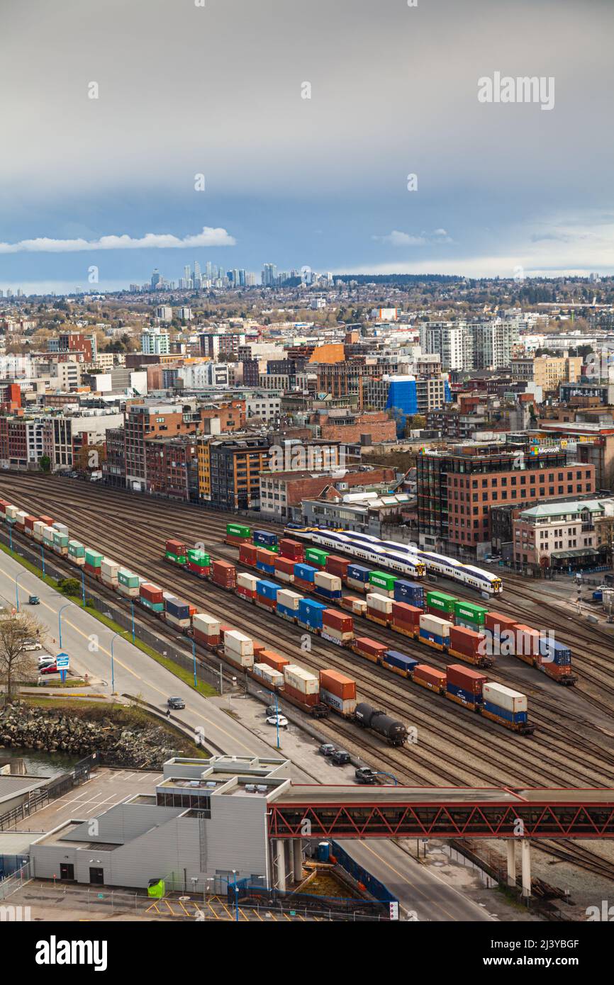 Panoramica dei cantieri di Vancouver vicino al centro nel quartiere Gastown della città Foto Stock