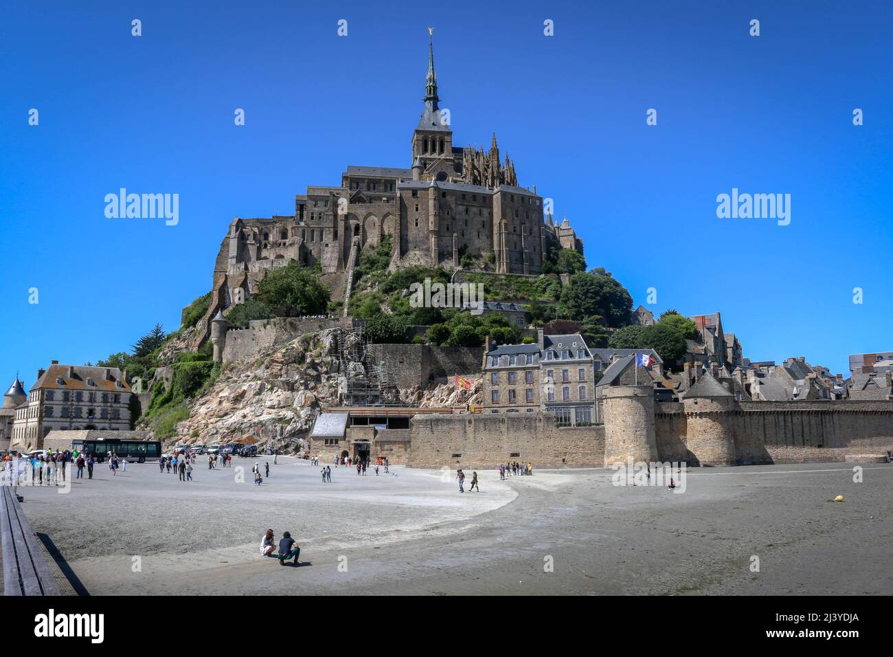 Le Mont-Saint-Michel, un'isola marea in Normandia, Francia Foto Stock
