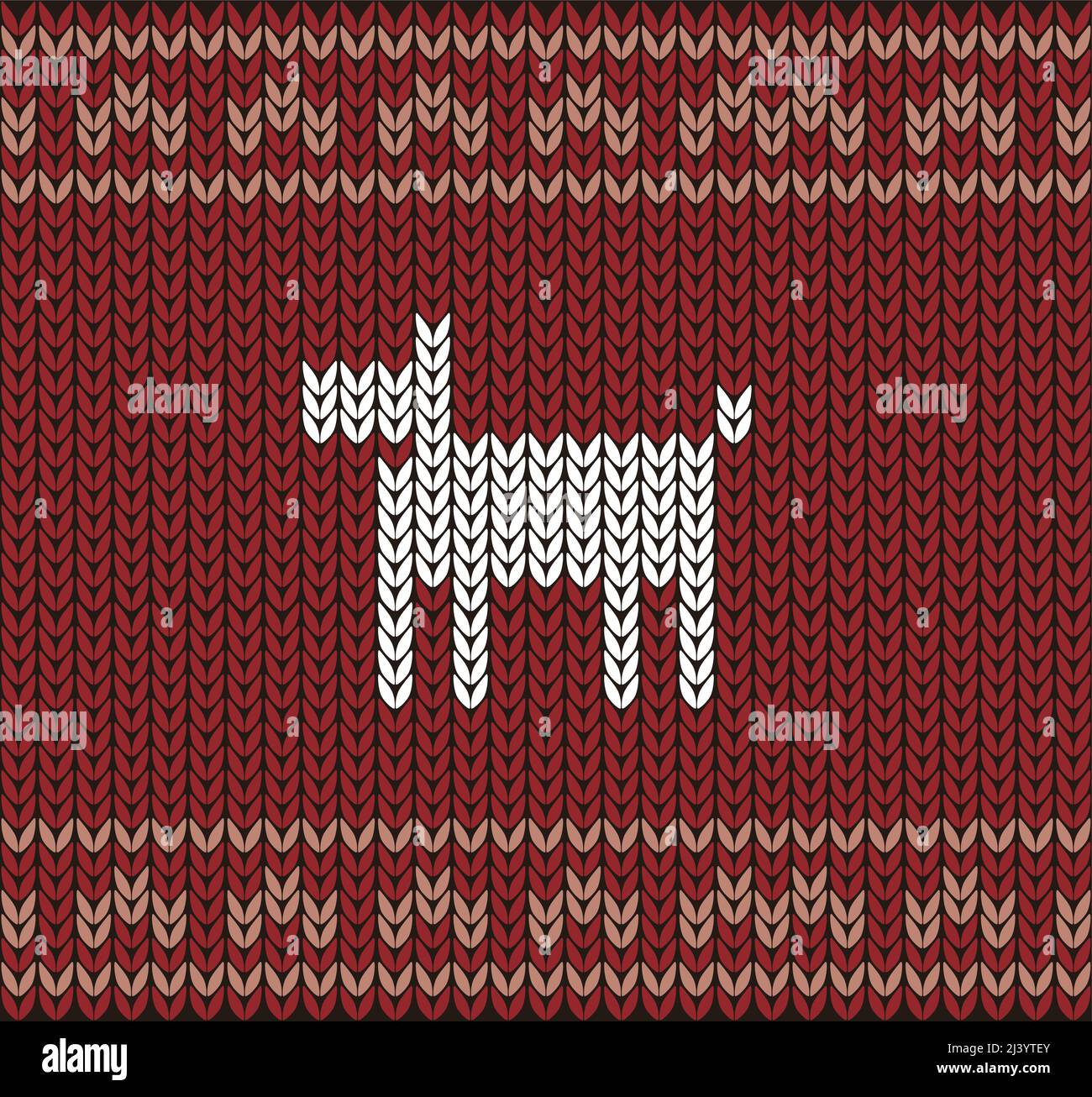 Cane sul modello di maglia, felice anno nuovo, illustrazione vettoriale Illustrazione Vettoriale