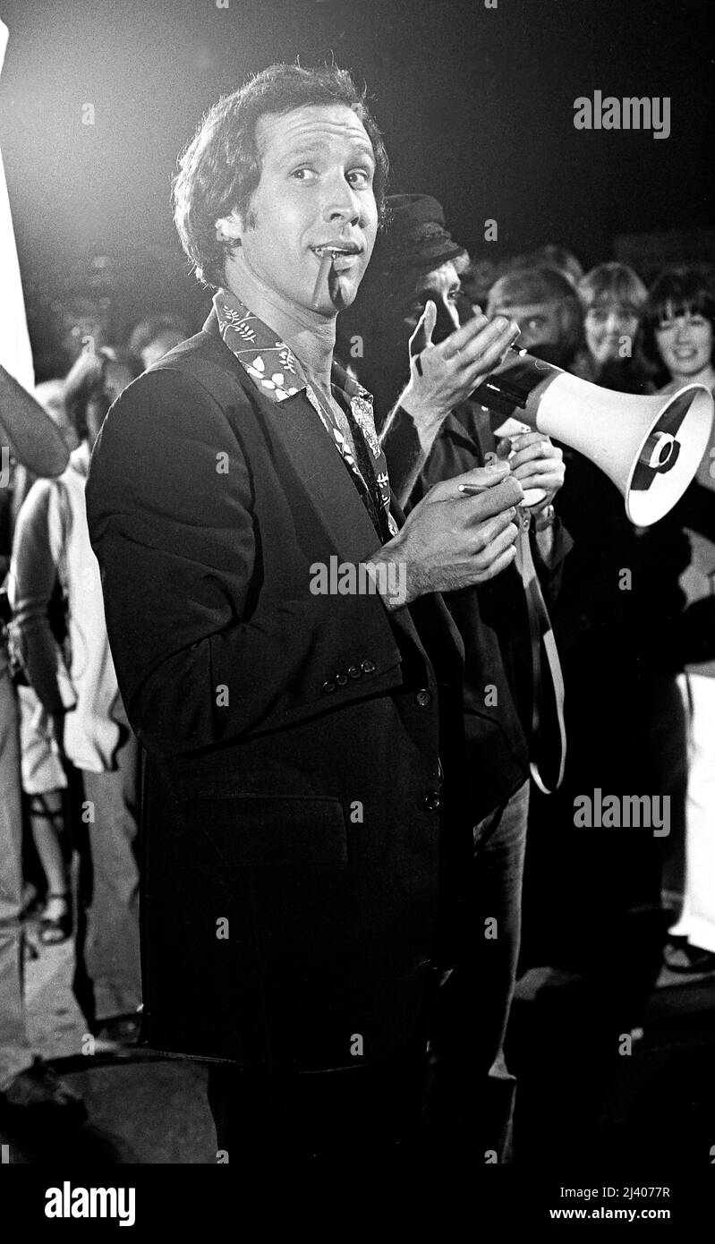 Chevy Chase filma un film sulle strade di Los Angeles, California Foto Stock