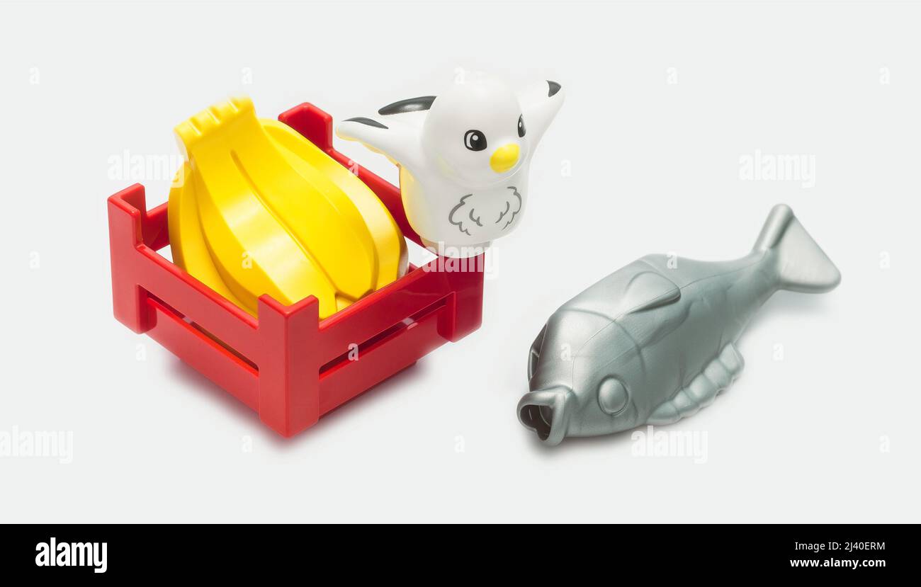 2021: LEGO Constructor Friends series, il mercato agricolo stilizzato o consegna mista fresca Foto Stock