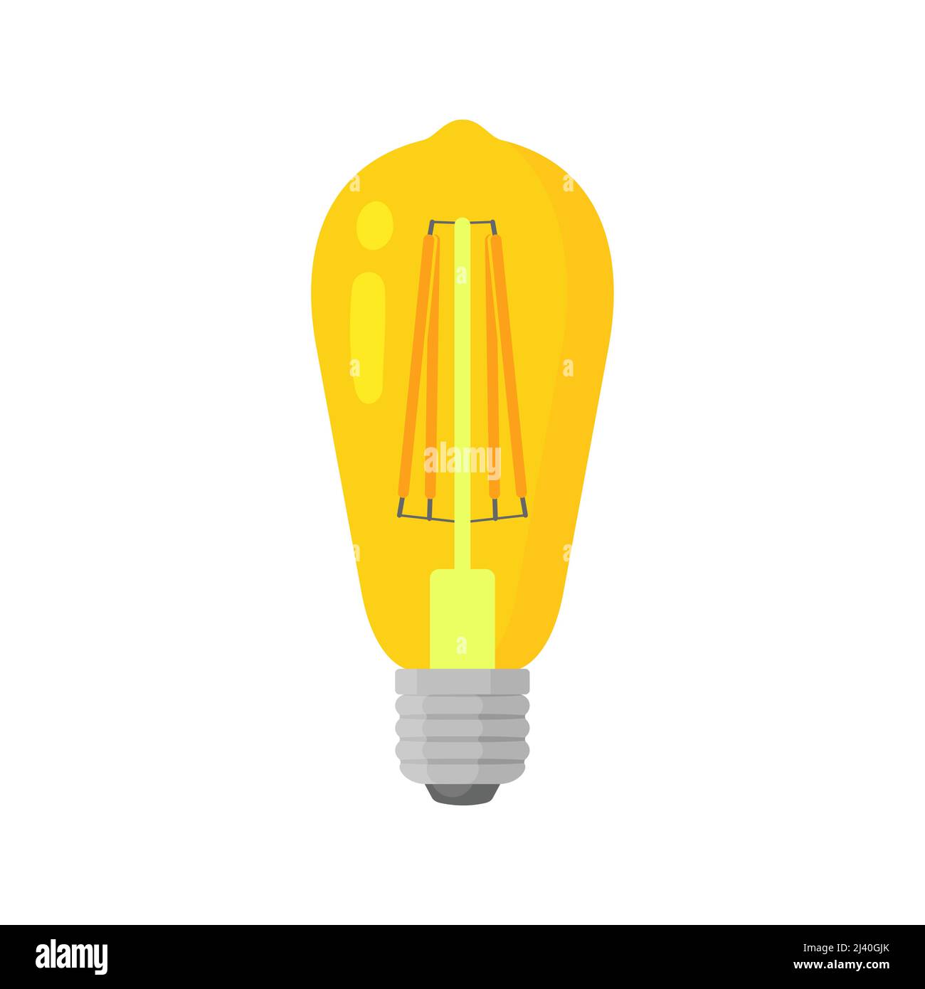 Lampada a LED gialla lampadina vettoriale icona colorata Illustrazione Vettoriale