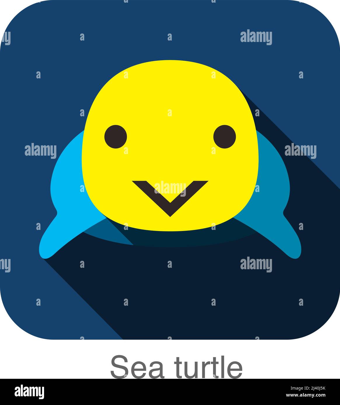 Tartaruga di mare faccia animale design piatto Illustrazione Vettoriale