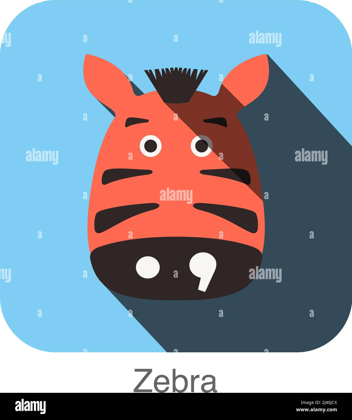 Zebra faccia animale design piatto Illustrazione Vettoriale