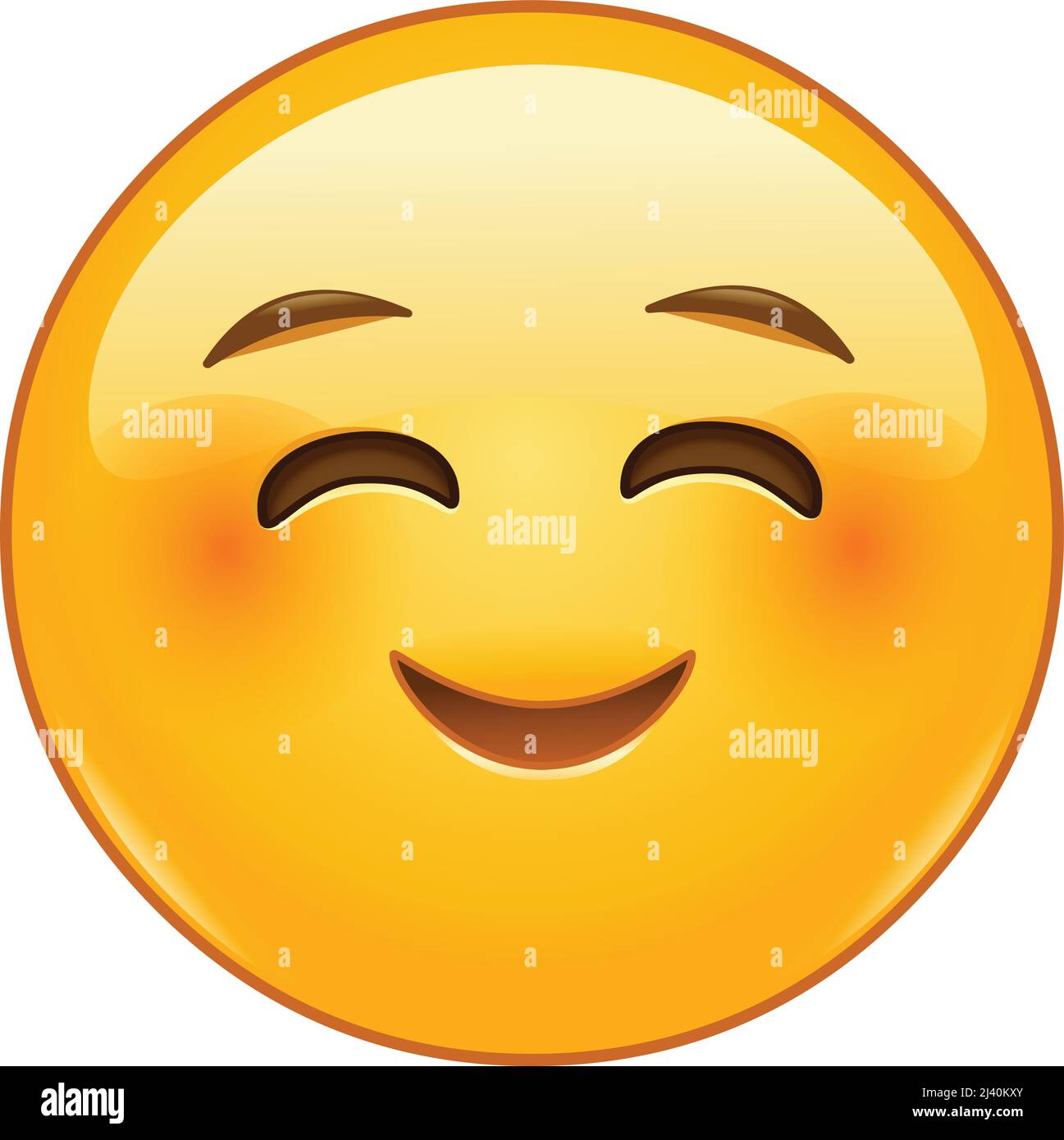 Emoticon felice arrossendo con occhi sorridenti Illustrazione Vettoriale