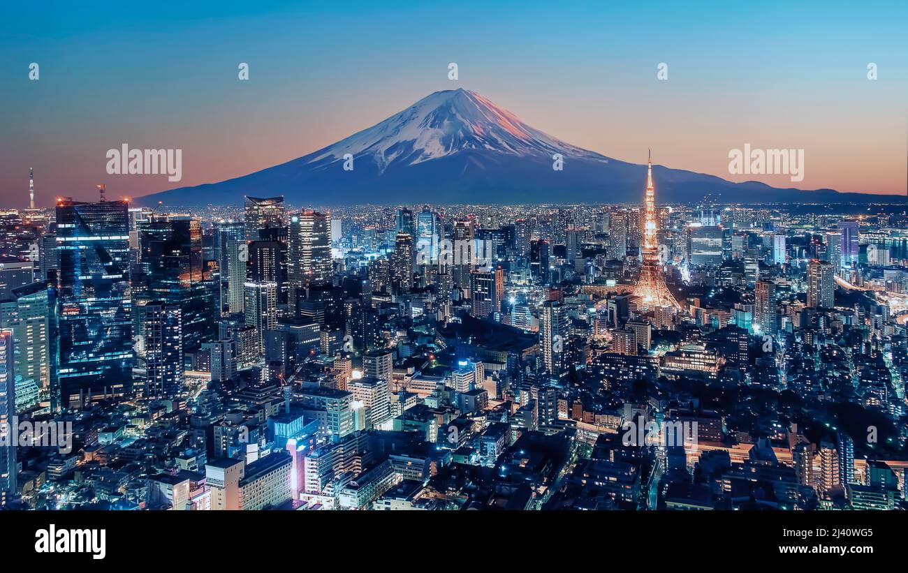 Città di Tokyo al tramonto Foto Stock