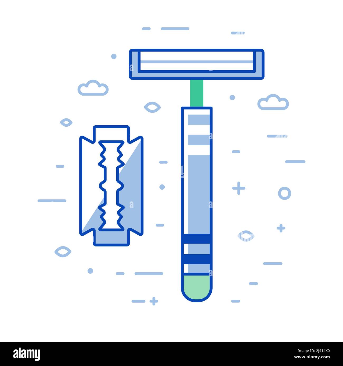 Rasoio Razor manuale riutilizzabile con icona lama Illustrazione Vettoriale