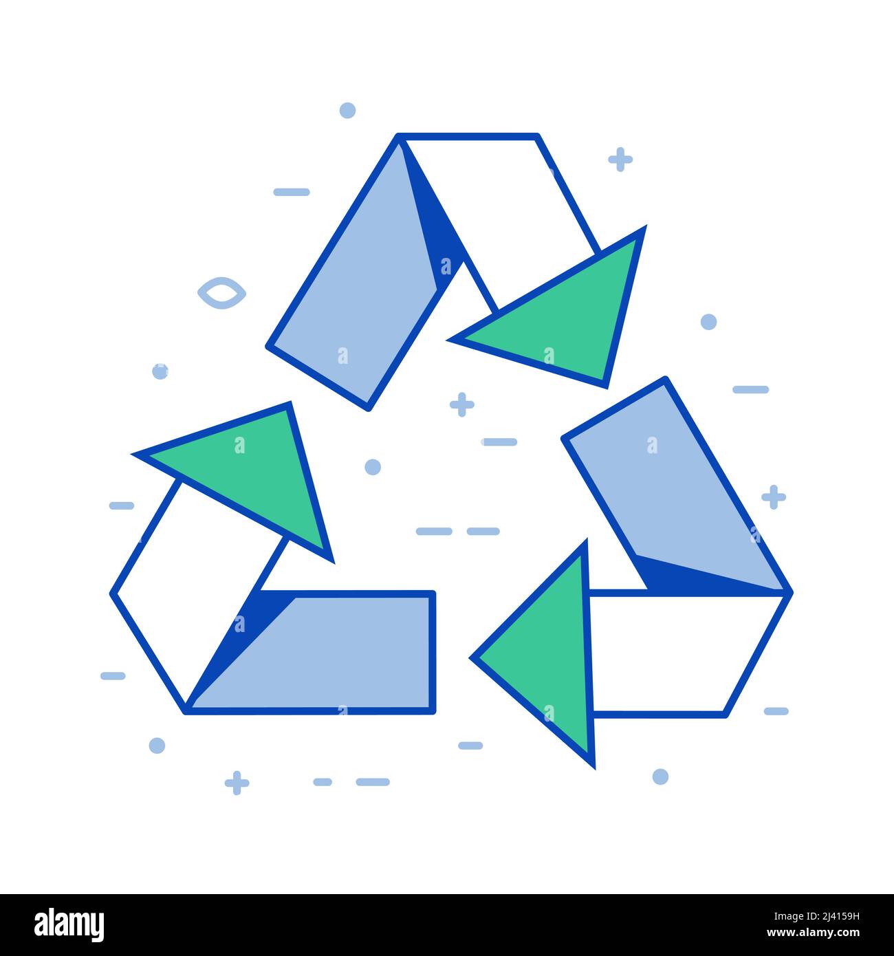 Icona del riciclaggio di energia verde in Line Art Illustrazione Vettoriale