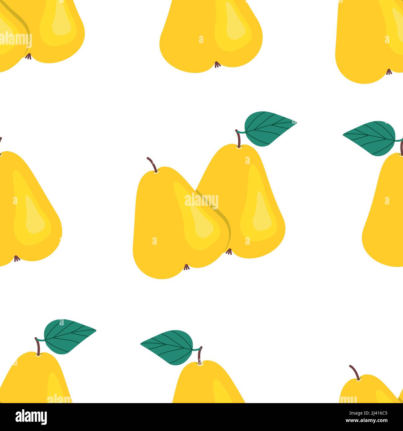 Perle gialle senza cuciture, stampa frutta, frutta matura autunno. Illustrazione vettoriale Illustrazione Vettoriale
