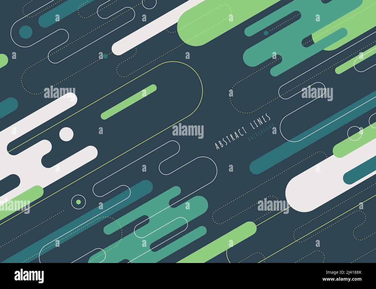 Astratto disegno di forma decorativo stile di arte. Sovrapposizione su sfondo verde con linee arrotondate. Vettore di illustrazione Illustrazione Vettoriale