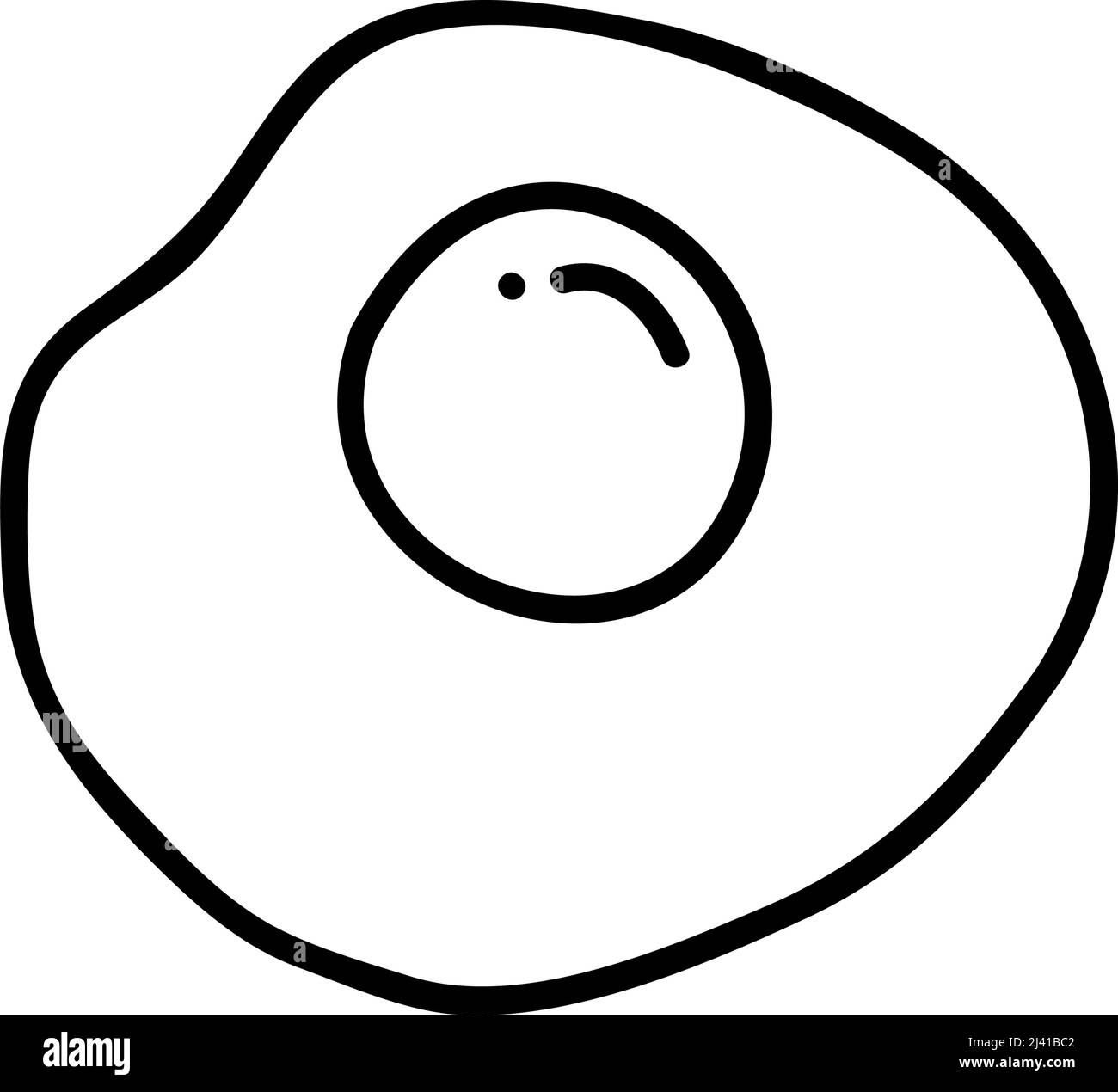 Icona a linea sottile di uova strapazzate su sfondo bianco - illustrazione vettoriale Illustrazione Vettoriale