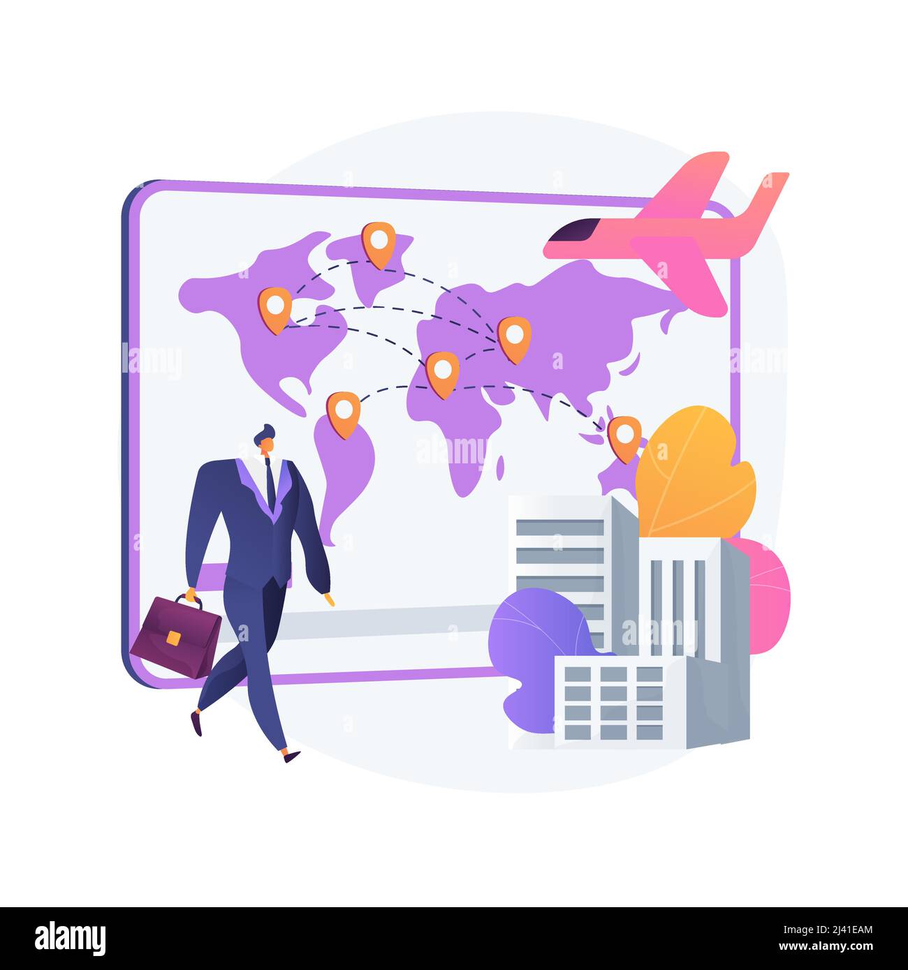 Illustrazione vettoriale astratta del concetto di movimento migratorio. Migrazione umana, movimento di persone, gruppo di rifugiati, viaggi con borse e bambini, lavoro e s. Illustrazione Vettoriale