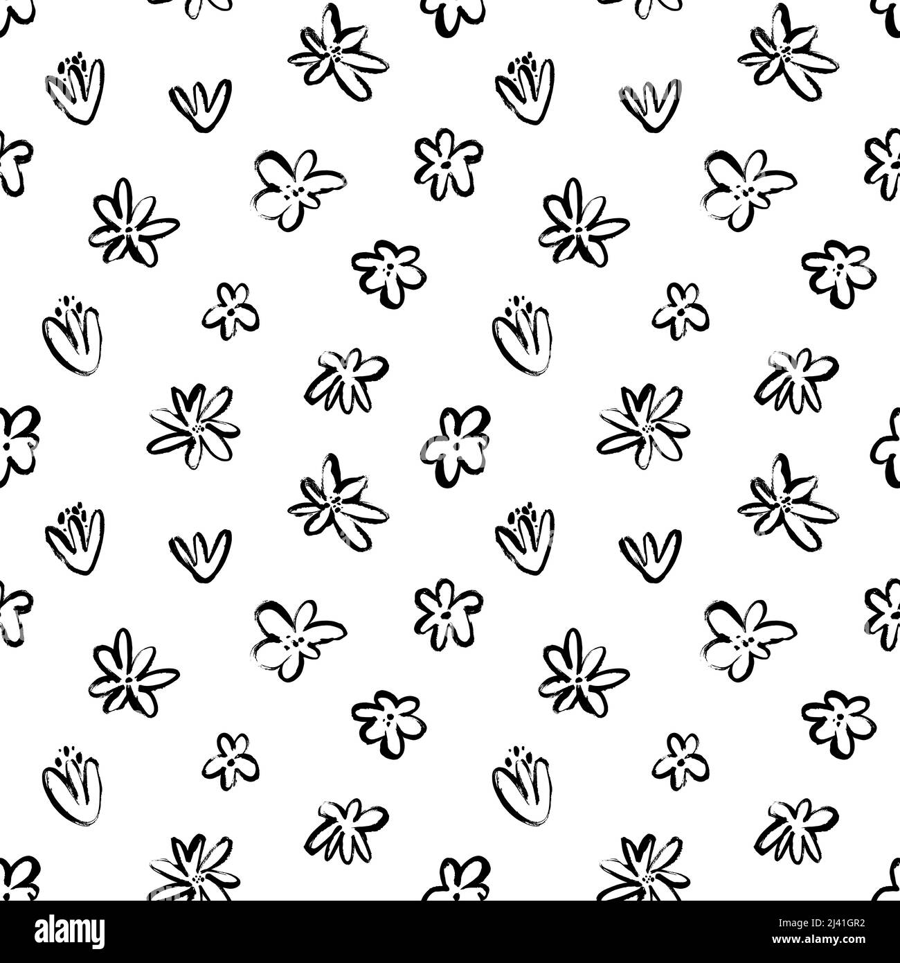 Motivo astratto con motivo floreale nero. Illustrazione Vettoriale