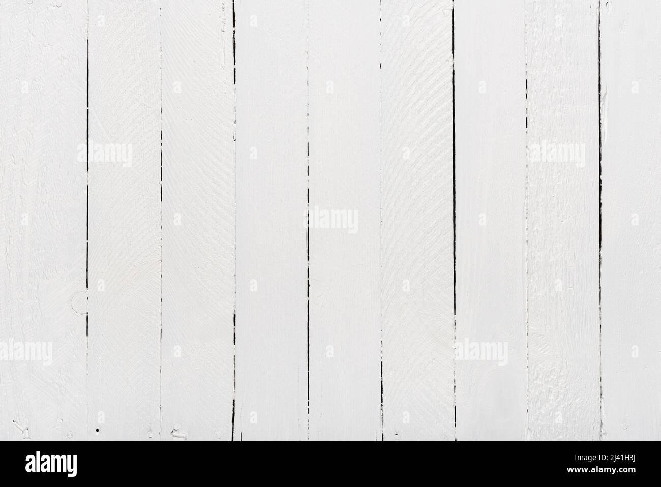 Tavole di legno dipinte di bianco texture sfondo vista dall'alto Foto Stock
