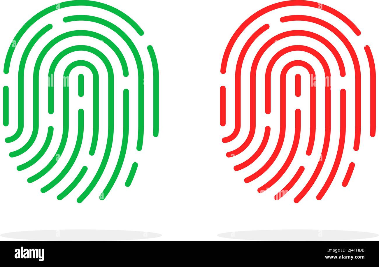 icone delle impronte digitali approvate e rifiutate Illustrazione Vettoriale