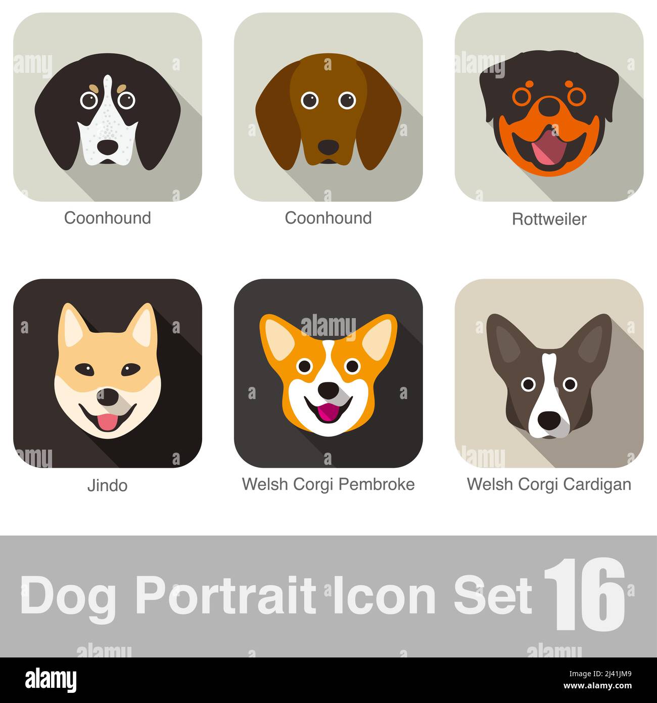 Dog Face Portrait Icon design series Illustrazione Vettoriale