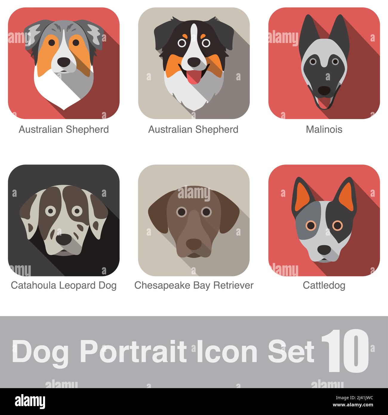 Dog Face Portrait Icon design series Illustrazione Vettoriale