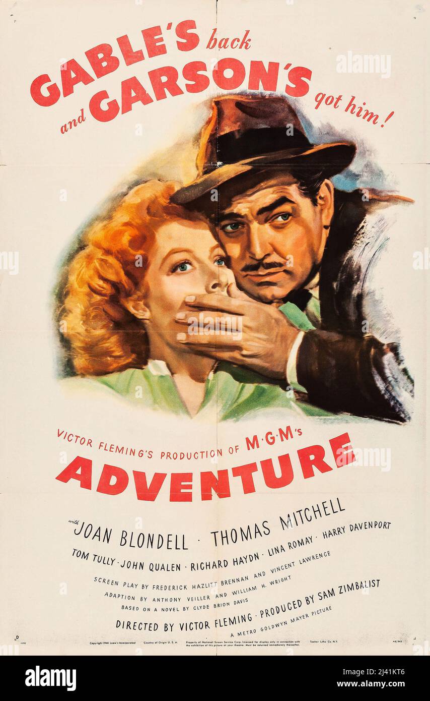 CLARK GABLE e JOAN BlONDLL IN ADVENTURE (1945), diretto DA VICTOR FLEMING. Credito: M.G.M. / Album Foto Stock