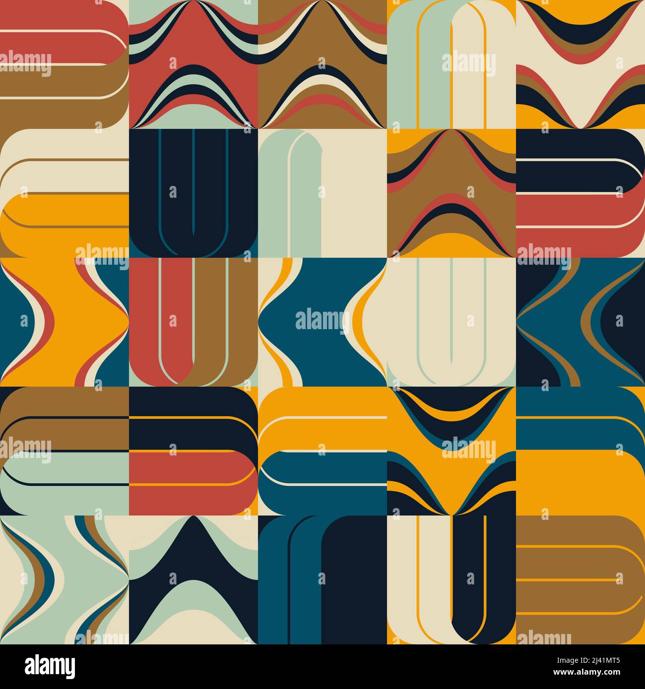 Disegno vettoriale astratto geometrico realizzato con varie forme geometriche ed elementi. Grafica digitale per poster, copertina, arte, presentazione Illustrazione Vettoriale