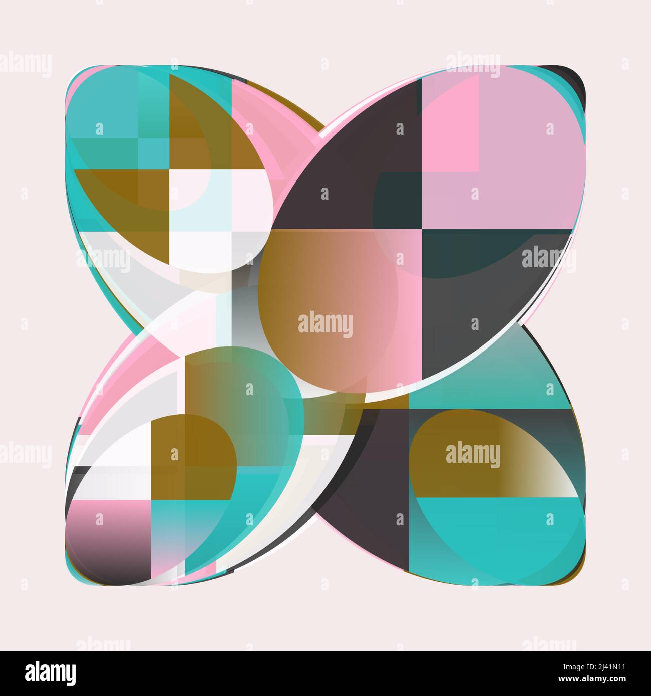 Disegno vettoriale astratto realizzato con varie forme geometriche ed elementi. Grafica geometrica per poster, copertina, arte, presentazione, stampe Illustrazione Vettoriale