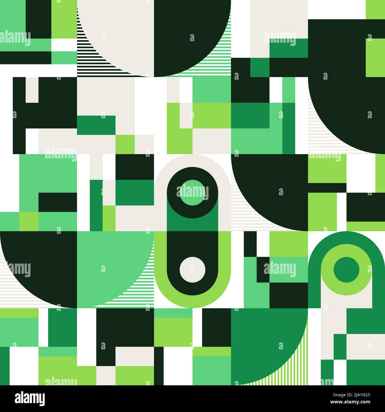 Disegno vettoriale astratto geometrico realizzato con varie forme geometriche ed elementi. Grafica digitale per poster, copertina, arte, presentazione Illustrazione Vettoriale