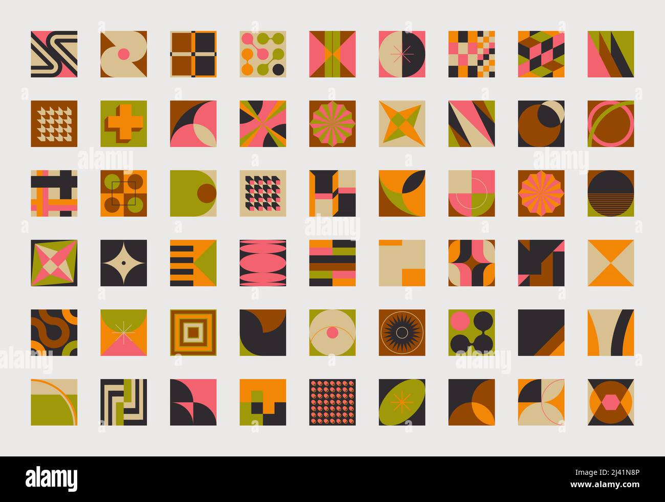 Moderna collezione di forme vettoriali astratte di varie forme geometriche semplici ed elementi grafici colorati per poster, copertina, arte, presentazione, stampe Illustrazione Vettoriale