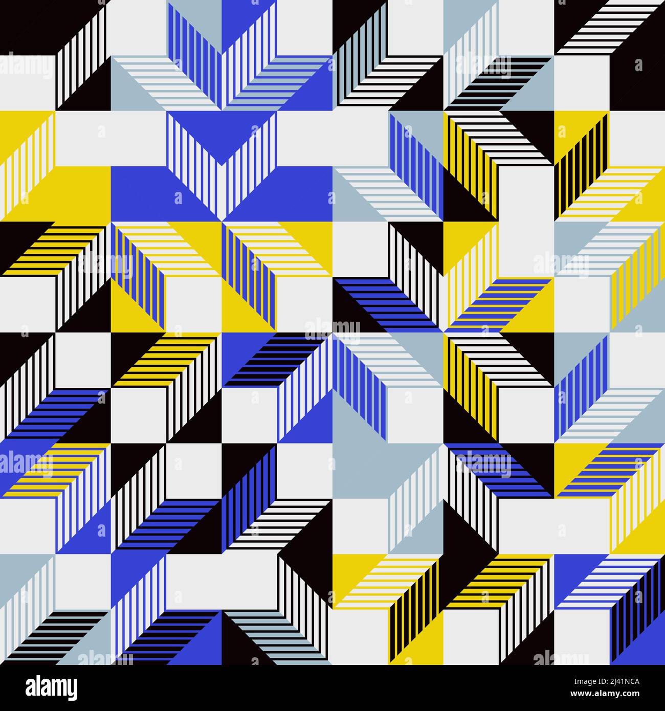 Moderna arte del motivo a mosaico realizzata con forme geometriche astratte e varie forme di colore. Elementi di grafica digitale per poster, copertina, arte, presen Illustrazione Vettoriale