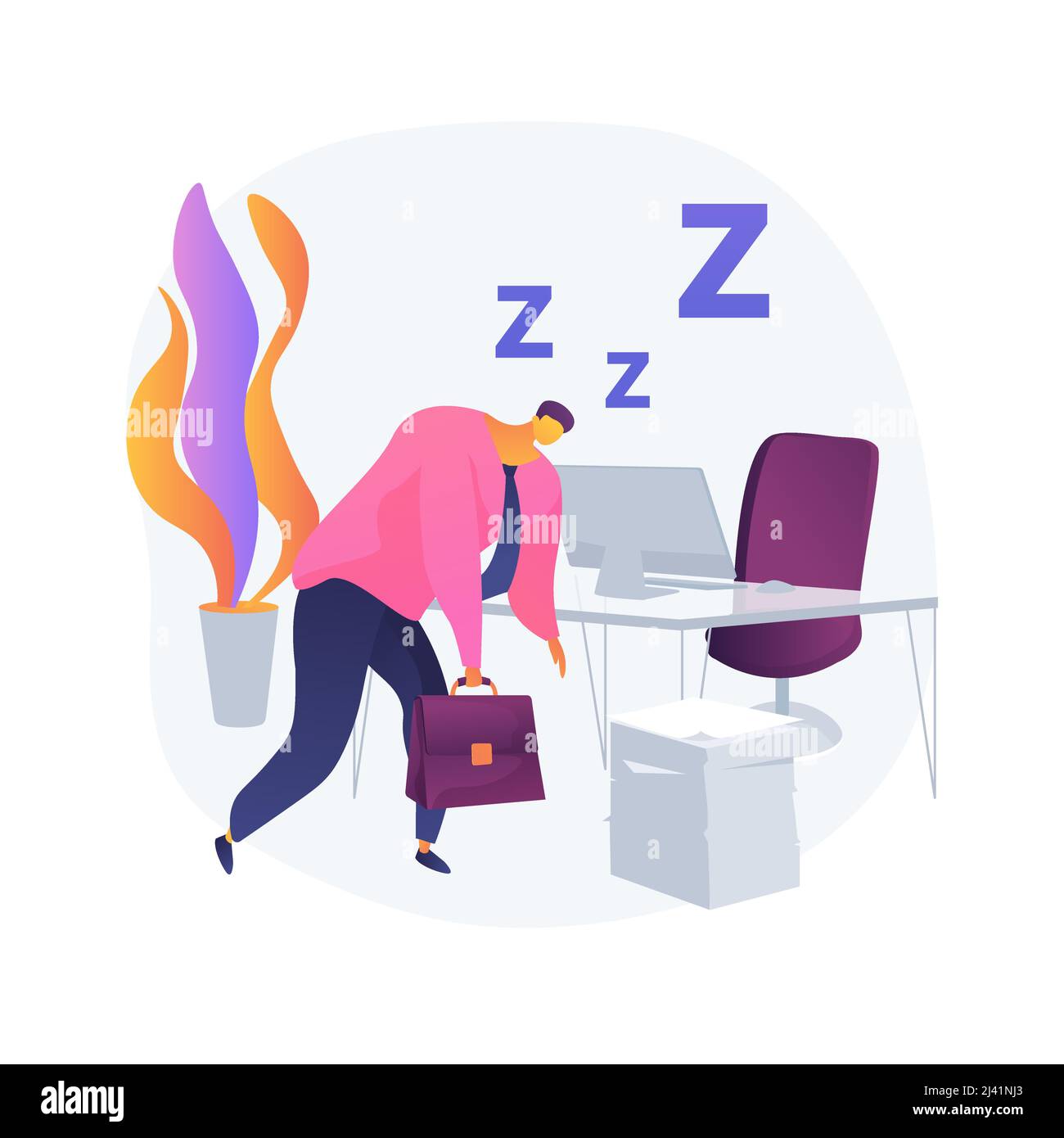 Illustrazione vettoriale del concetto astratto di privazione del sonno. Sintomo di insonnia, perdita di sonno, problema di privazione, salute mentale, causa e trattamento, clinica Illustrazione Vettoriale