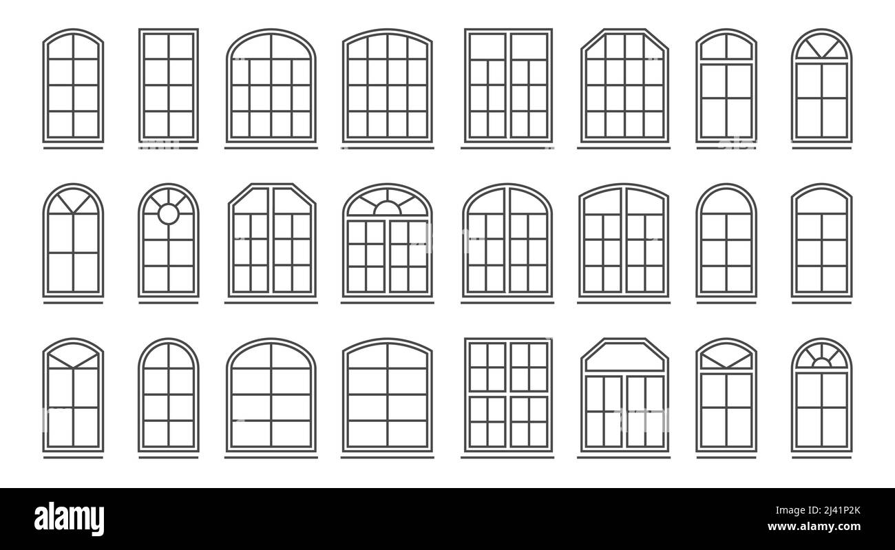 Pittogrammi dei contorni delle finestre Illustrazione Vettoriale