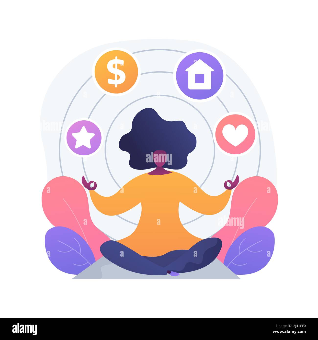 Legge di attrazione concetto astratto illustrazione vettoriale. Materializzi i pensieri, fuoco, emozioni positive e negative, esperienza di vita, visualizzazioni creative Illustrazione Vettoriale