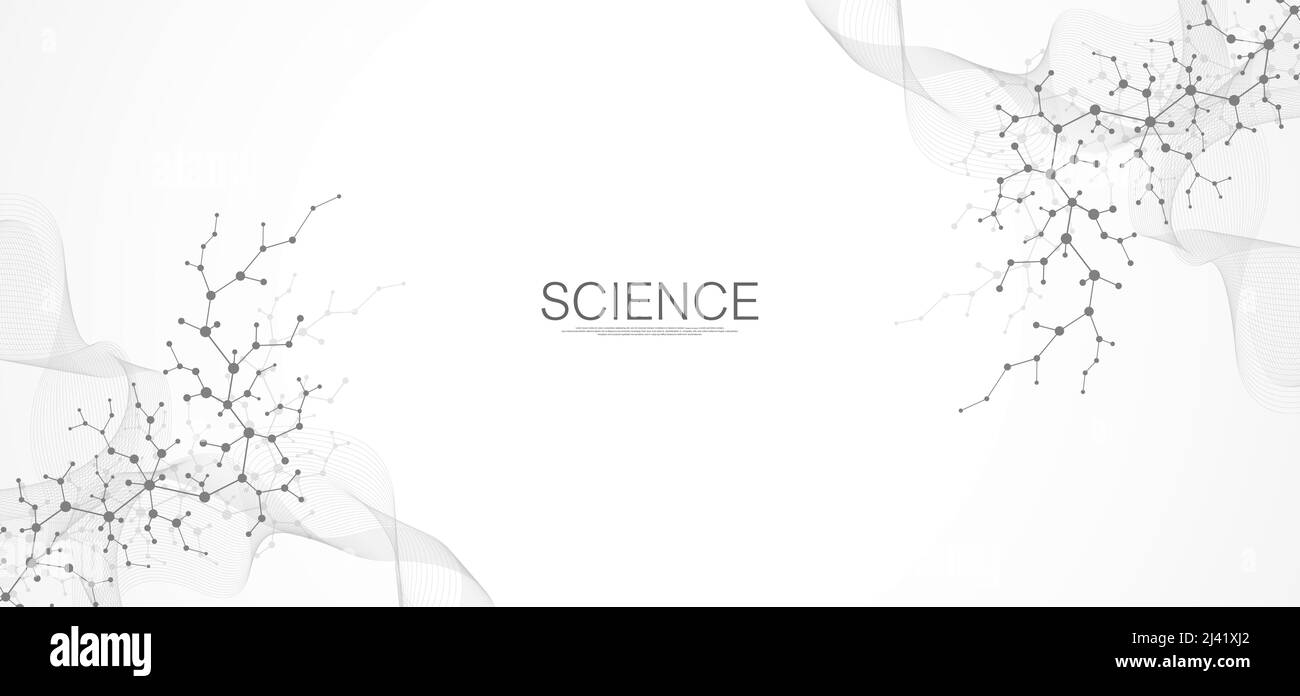 Strutture molecolari o ingegneria chimica. Background di molecole astratte e concetto medico. Illustrazione vettoriale Illustrazione Vettoriale