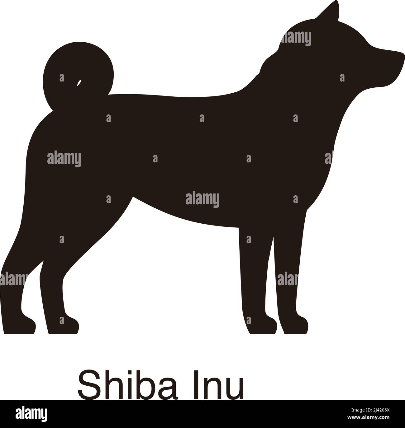 Shiba Inu cane silhouette, vista laterale, illustrazione vettoriale Illustrazione Vettoriale