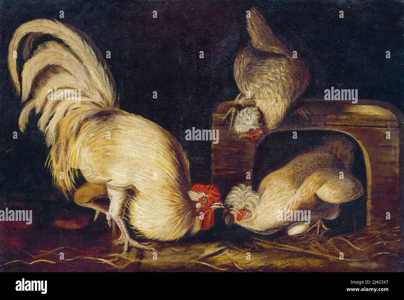 John James Audubon, Farmyard Fowls, pittura in olio su tela, circa 1827 Foto Stock
