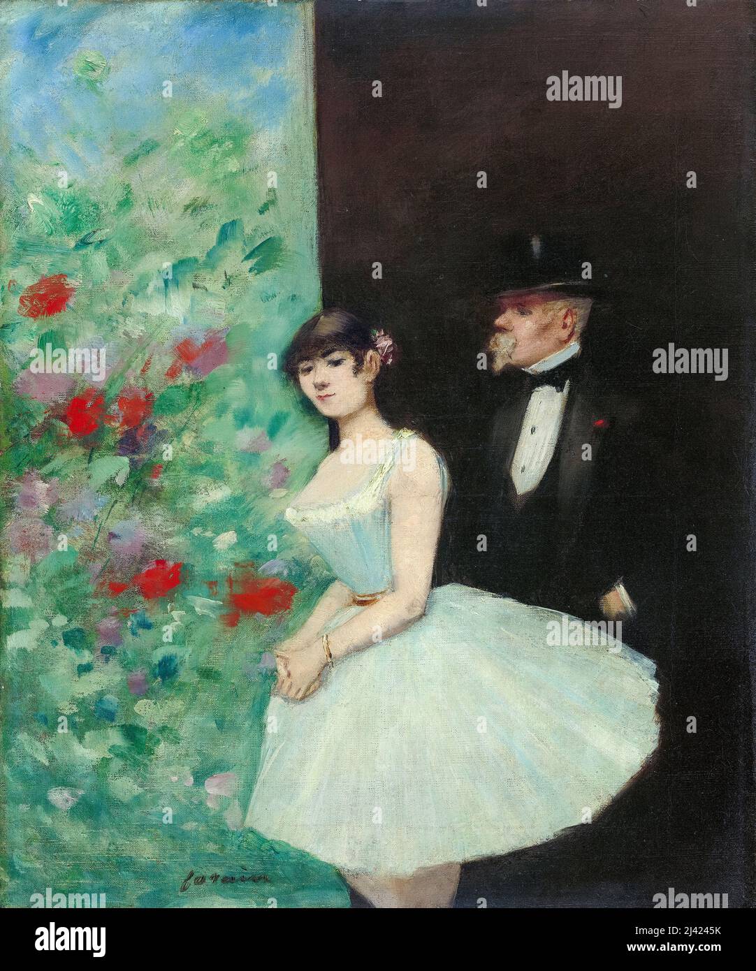 Jean-Louis Forain, dietro le quinte, pittura circa 1880 Foto Stock