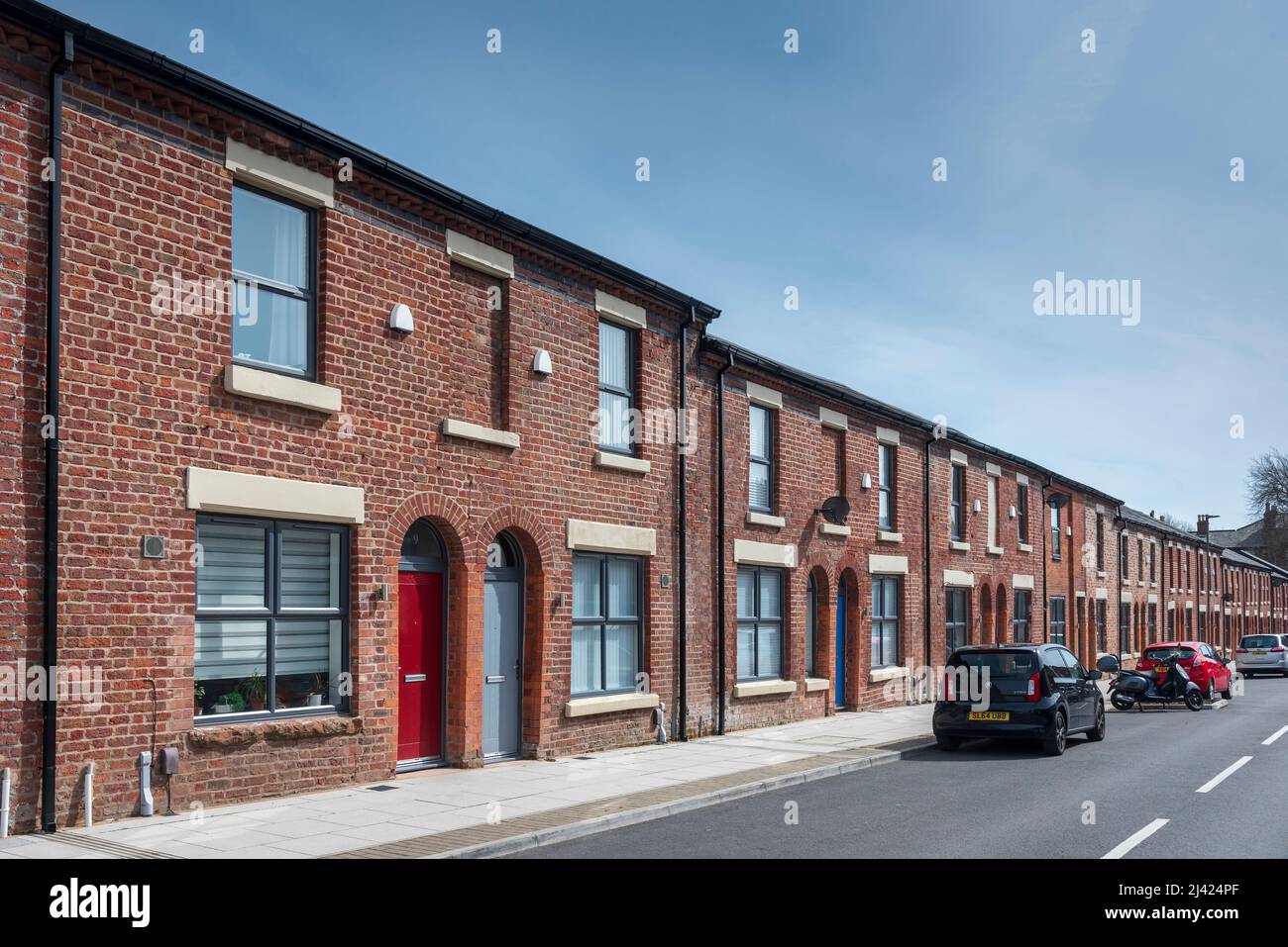 Ringo Starr risviluppato ex casa al numero 9 Madryn Street (a sinistra) Toxteth Liverpool. Foto Stock