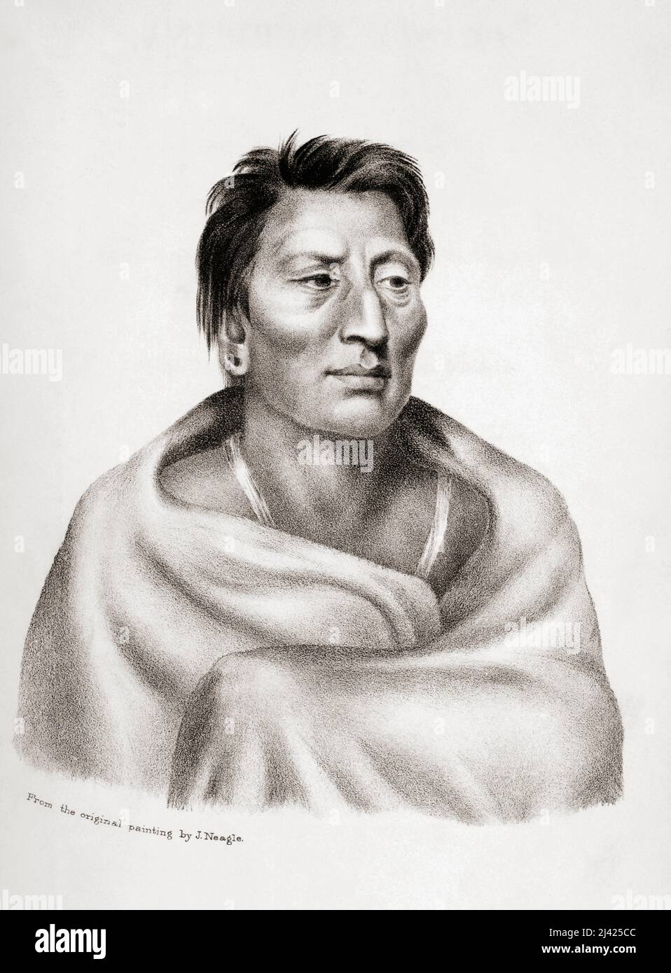 Big Elk, noto anche come Ontopanga, 1765/75–1846/1848. Fu capo della tribù Omaha sul fiume Missouri superiore. Dopo un lavoro di 19th centuy da John Collins. Foto Stock