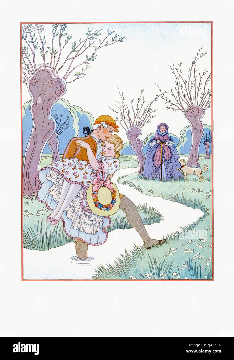 Les Liaisons Dangereuses. Liaison pericolosi. Dopo un lavoro dell'illustratore francese George Barbier, 1882 - 1932 per un'edizione 1934 del romanzo Les Liaisons Dangereuses di Pierre Choderlos de Laclos del 1782 Foto Stock