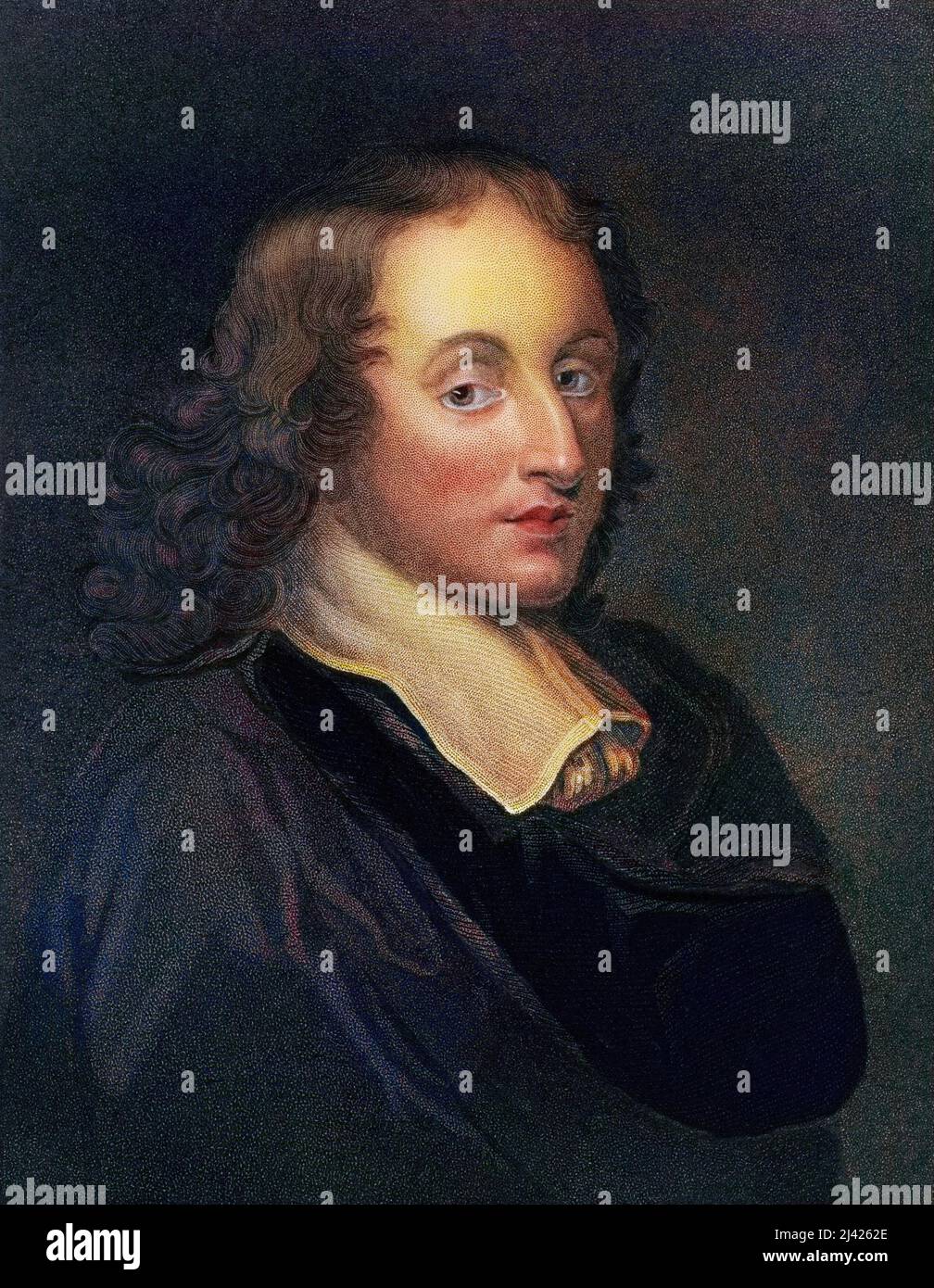 Ritratto di Blaise Pascal, mathématicien, physicien et philosophe francais (1623-1662). Foto Stock