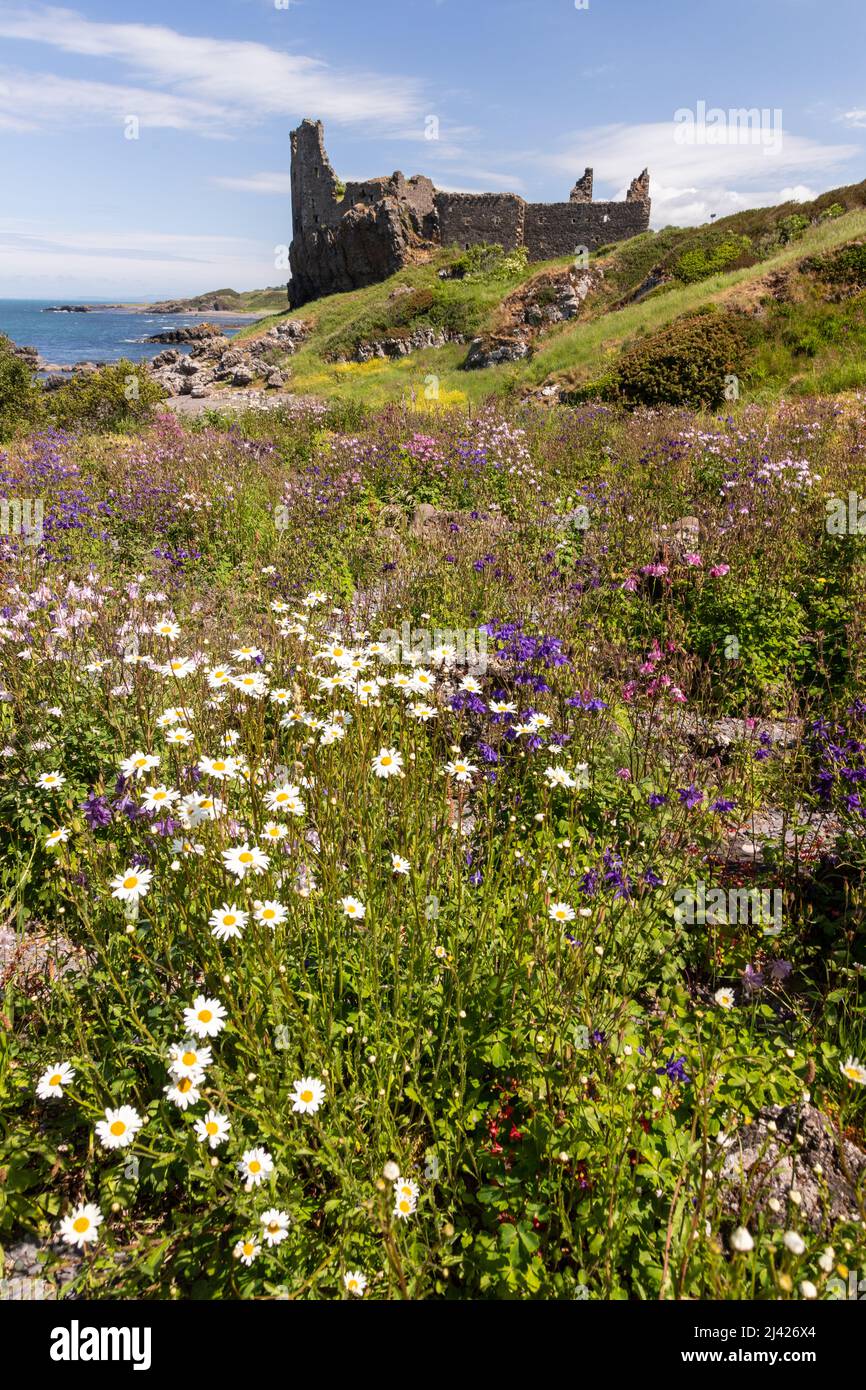 Rovine del castello di Dunure, Ayrshire, Scozia Foto Stock