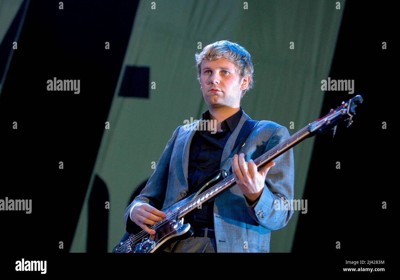 Bob Hardy - Franz Ferdinand, V2005, Hylands Park, Chelmsford, Essex, Regno Unito - 21 agosto 2005 Foto Stock