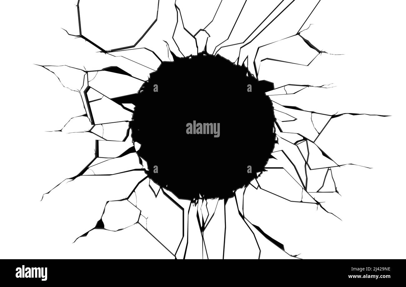 Buco da distruzione di superficie. Isolato Illustrazione Vettoriale